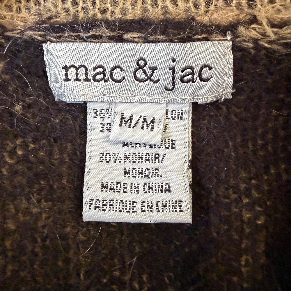 VTG Mac & Jac Sweater Womens Medium Brown Mohair Cowl Neck Beaded Fairy Grunge - Picture 8 of 10